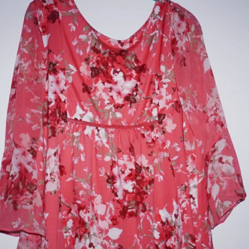 Salmon color floral blouse